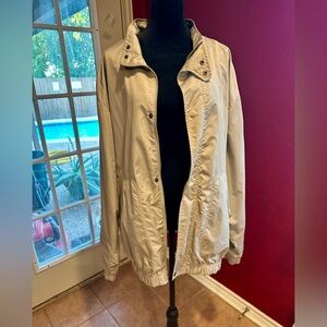 Vintage Greg Norman Collection Golf Jacket Shark Logo Beige Windbreaker L Korea